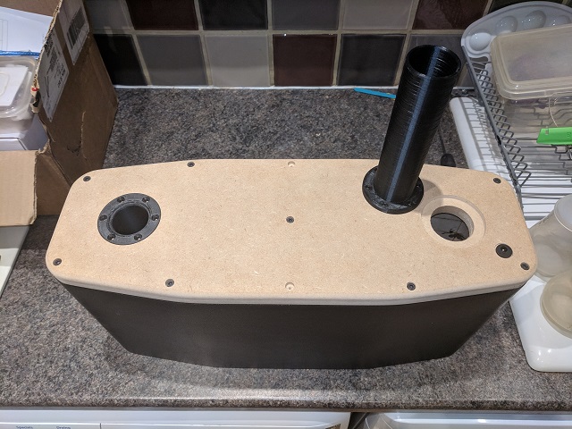 rear panel with 3D printed bass ports